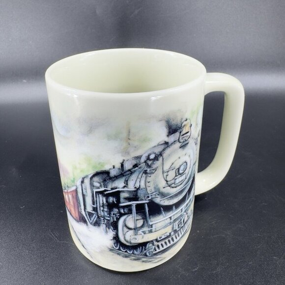 Otagiri Steam Engine Train Ceramic Mug Cup 8oz Japan Stoneware Sunrise Pub VTG - Picture 10 of 12